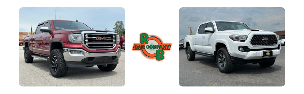 R&B Car Company Fort Wayne dealership showcasing used trucks for sale.