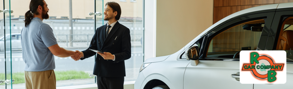 Friendly R&B Car Company, Fort Wayne staff helping customers with vehicle financing options.
